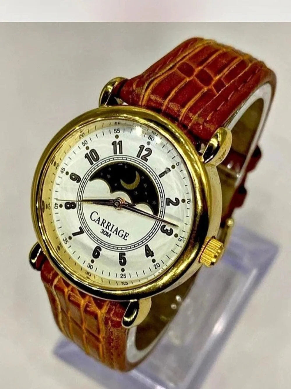 Luxury ^^^ Ladies * Carriage by Timex Carriage Moon Phase Watch Tan / Gold ^^^